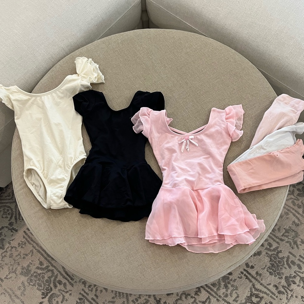Lot of 3 ballet leotards and tights 
Eurotard
So dance
XS
4T